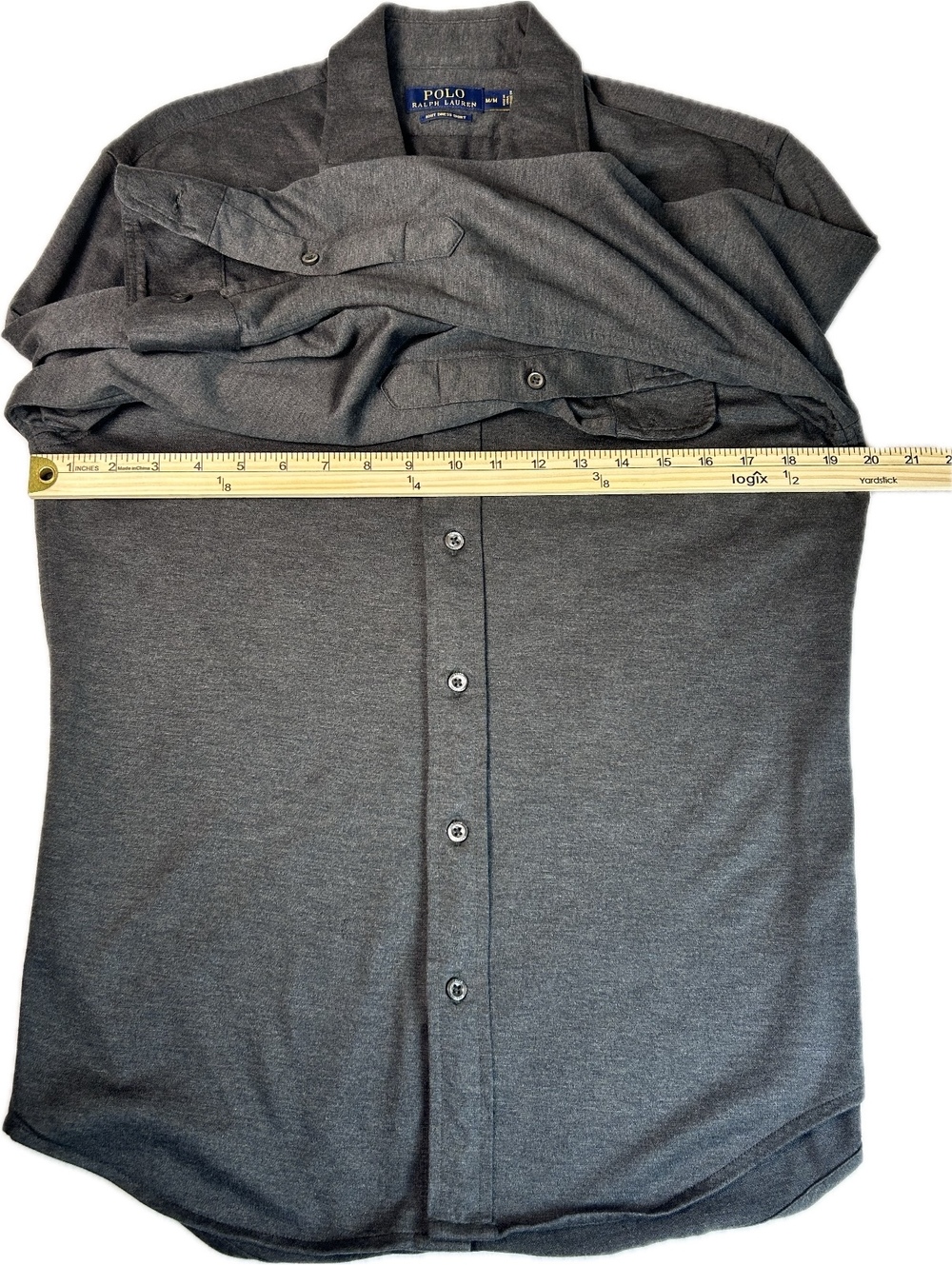 Polo Ralph Lauren Men’s Knit Dress Shirt Medium Gray Cotton Long Sleeve - Picture 2 of 6